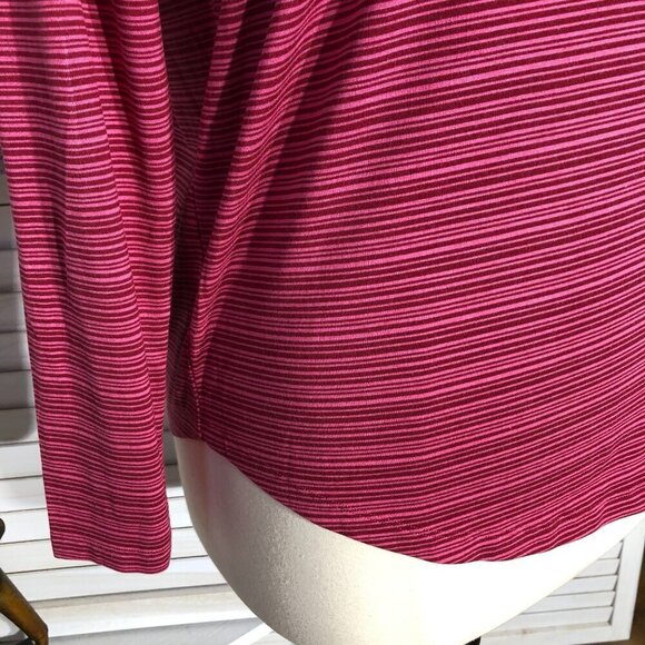 Athleta Long Sleeve Striped Shirt Pink Scoop Neck Large - Picture 9 of 10